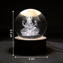Ganpati 3D Crystal Ball lamps With Wood Base